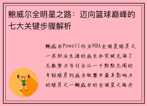 鲍威尔全明星之路:迈向篮球巅峰的七大关键步骤解析 鲍威尔全明星之路:迈向篮球巅峰的七大关键步骤解析